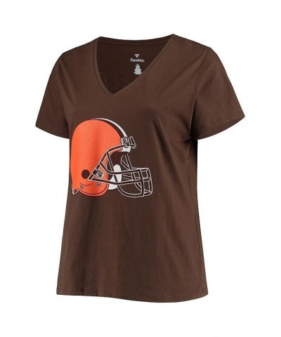 Women's Branded Nick Chubb Brown Cleveland Browns Plus Size Name Number V-Neck T-shirt Brown $24.96 Tops