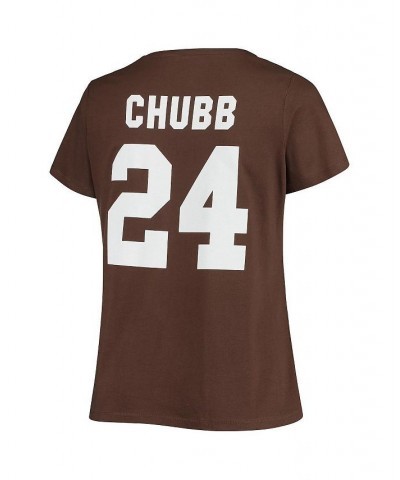 Women's Branded Nick Chubb Brown Cleveland Browns Plus Size Name Number V-Neck T-shirt Brown $24.96 Tops