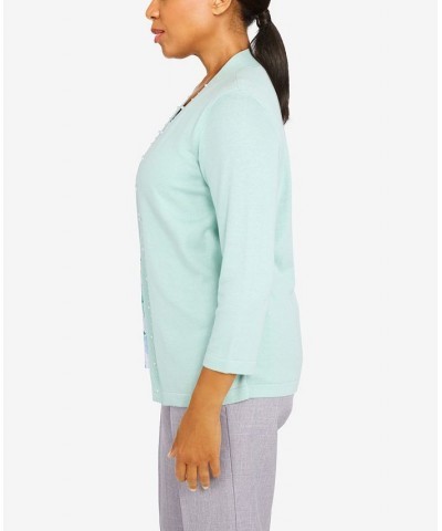 Petite Lady Like Embellished Watercolor Floral Two For One Sweater Seafoam $32.55 Sweaters