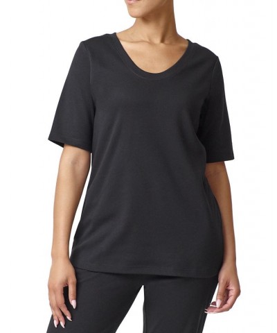 Wear Ever U R Lounge Elbow-Sleeve T-Shirt Black $15.30 Sleepwear