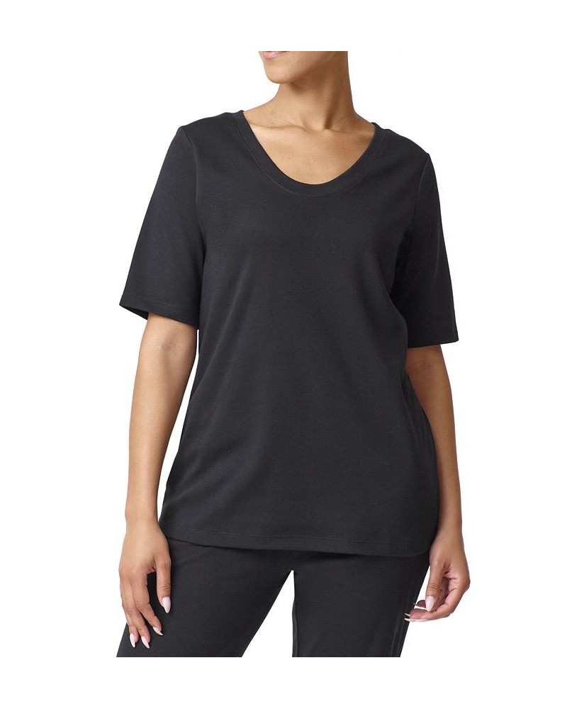 Wear Ever U R Lounge Elbow-Sleeve T-Shirt Black $15.30 Sleepwear