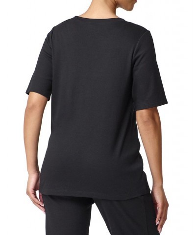 Wear Ever U R Lounge Elbow-Sleeve T-Shirt Black $15.30 Sleepwear