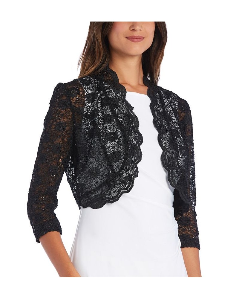 Scalloped Sequin Lace Bolero Black $24.99 Jackets