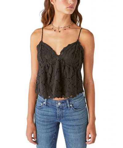 Women's Lace Sweetheart-Neck Camisole Top Black $16.68 Tops