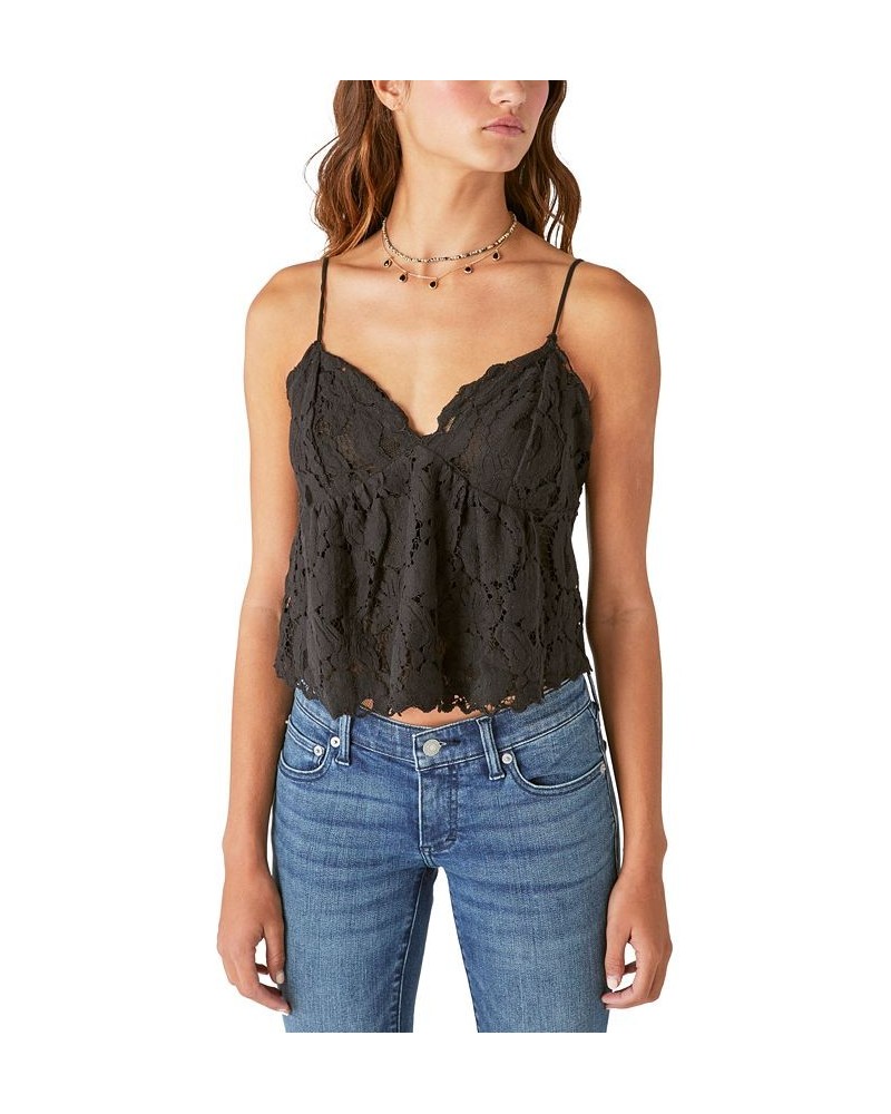 Women's Lace Sweetheart-Neck Camisole Top Black $16.68 Tops