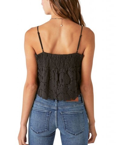 Women's Lace Sweetheart-Neck Camisole Top Black $16.68 Tops