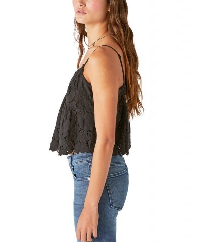 Women's Lace Sweetheart-Neck Camisole Top Black $16.68 Tops