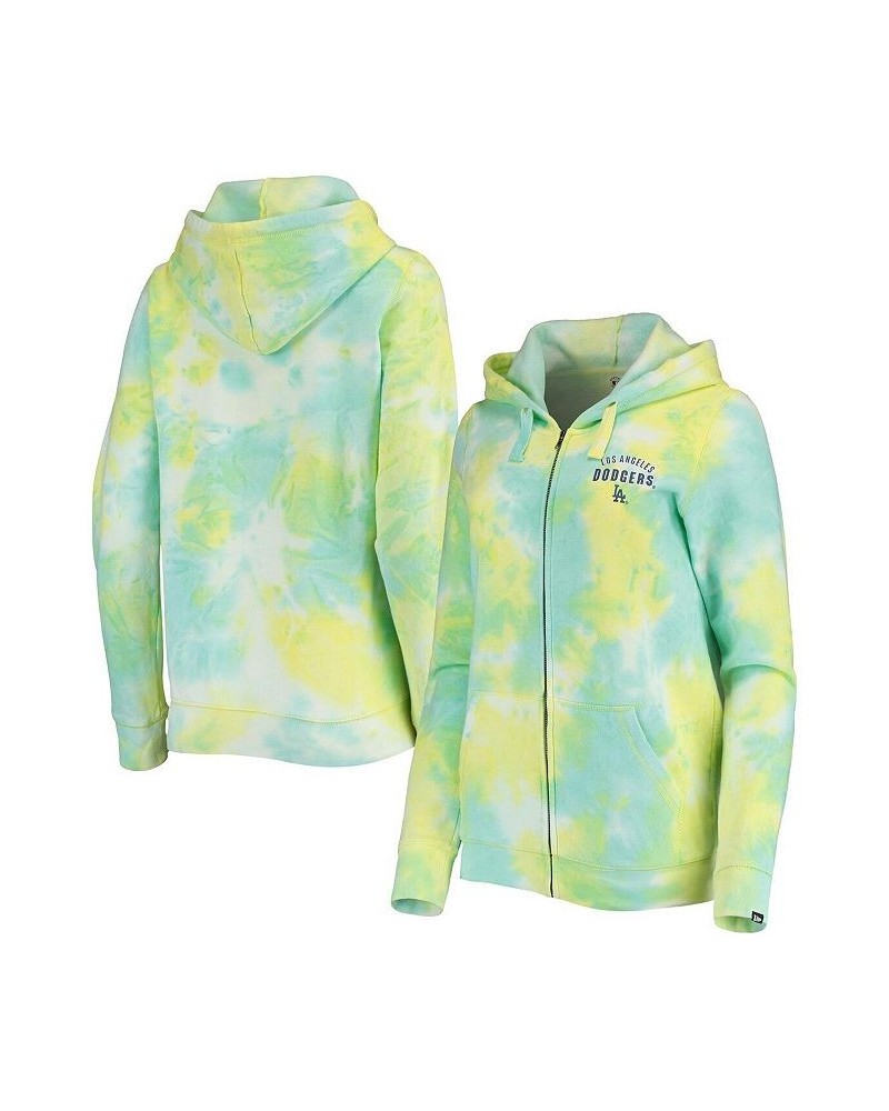 Women's White Los Angeles Dodgers Tie-Dye Full-Zip Hoodie White $36.80 Sweatshirts