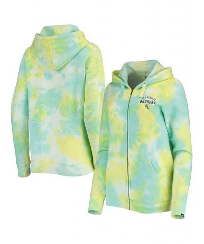 Women's White Los Angeles Dodgers Tie-Dye Full-Zip Hoodie White $36.80 Sweatshirts