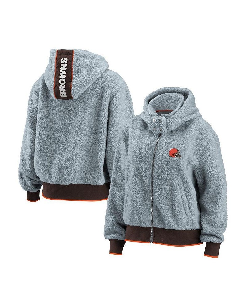 Women's Gray Cleveland Browns Sherpa Full-Zip Hoodie Jacket Gray $42.00 Jackets