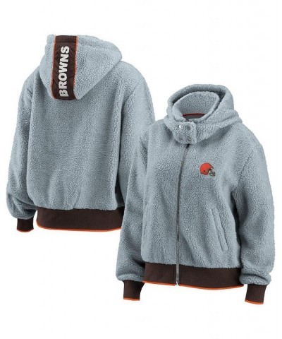 Women's Gray Cleveland Browns Sherpa Full-Zip Hoodie Jacket Gray $42.00 Jackets