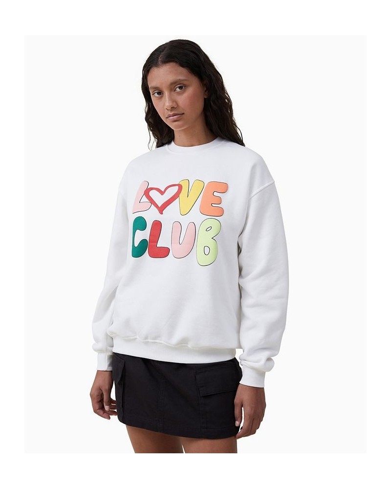 Women's Classic Graphic Crew Neck Sweatshirt White $28.04 Tops