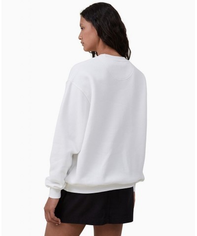 Women's Classic Graphic Crew Neck Sweatshirt White $28.04 Tops