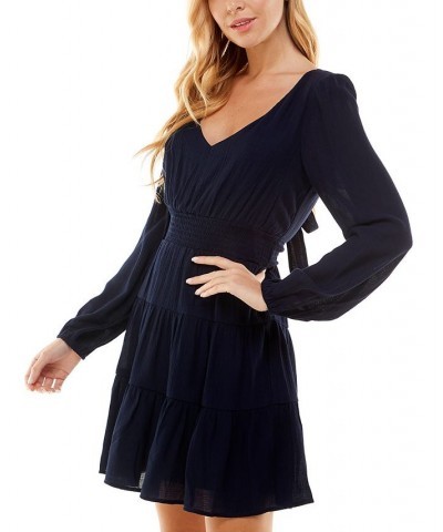 Juniors' Smocked-Waist Fit & Flare Dress Navy $24.78 Dresses