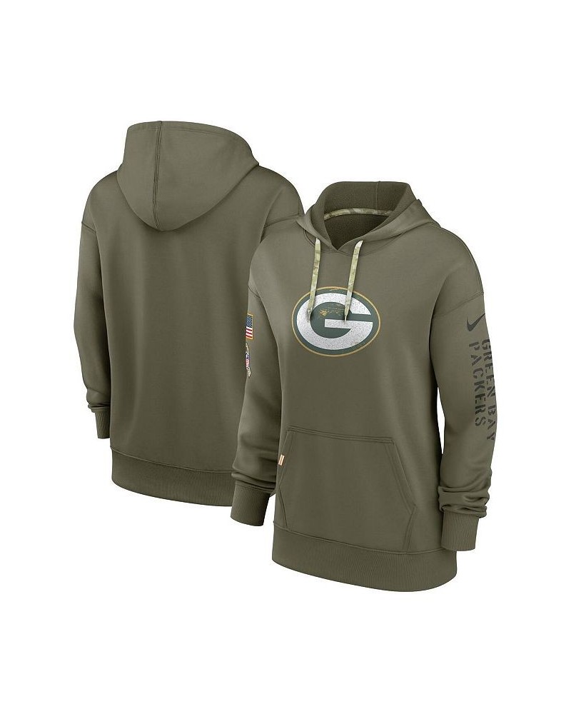 Women's Olive Green Bay Packers 2022 Salute to Service Performance Pullover Hoodie Olive $37.40 Sweatshirts