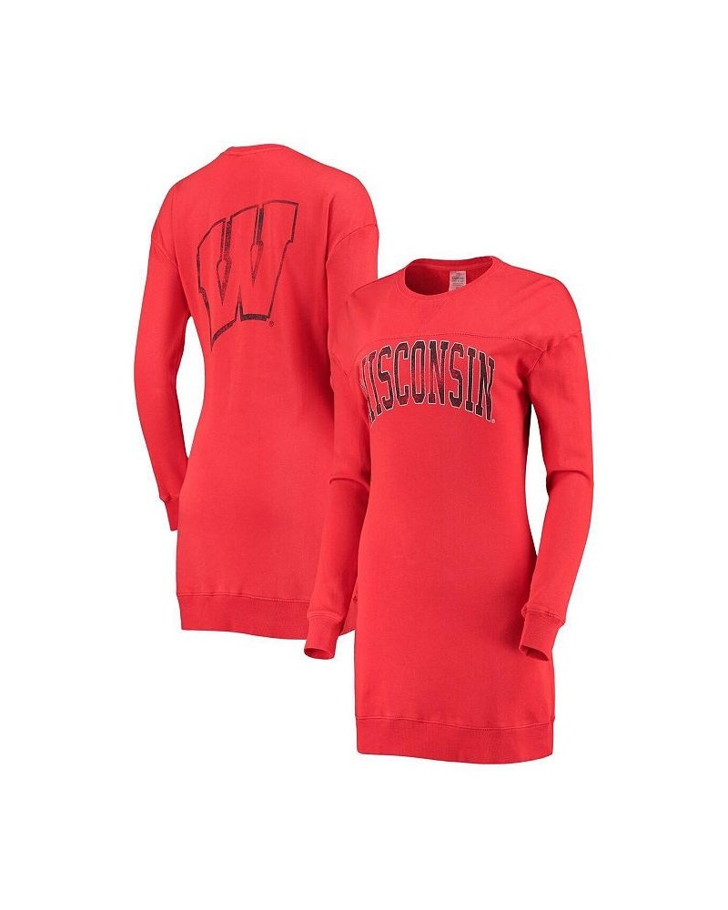 Women's Red Wisconsin Badgers 2-Hit Sweatshirt Dress Red $34.30 Dresses