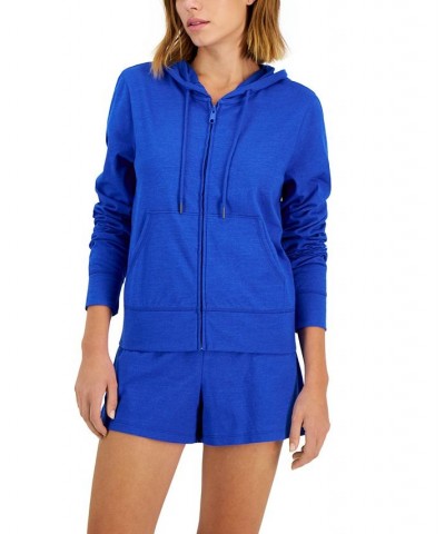 Women's Retro Recycled Full Zip Jacket Blue $17.85 Jackets