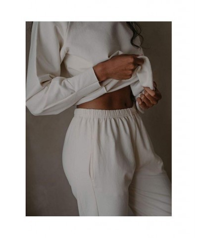 Women's Maternity Organic Cotton Tracksuit Trouser White $35.70 Pants