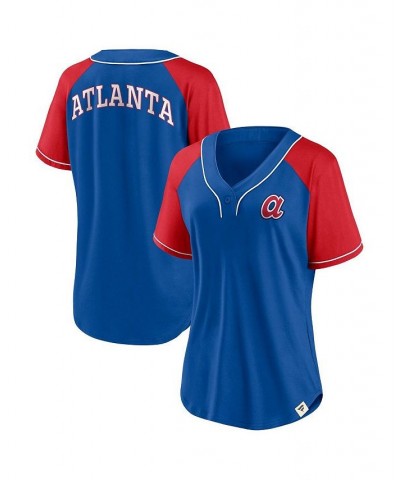 Women's Branded Royal Atlanta Braves Bunt Raglan V-Neck T-shirt Royal $30.80 Tops