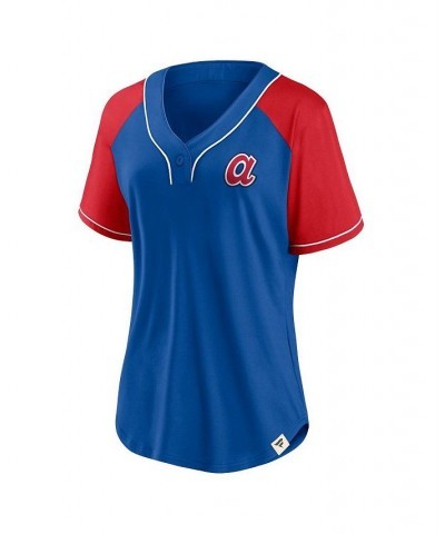 Women's Branded Royal Atlanta Braves Bunt Raglan V-Neck T-shirt Royal $30.80 Tops