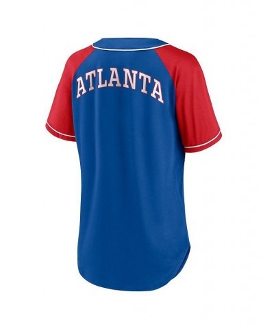 Women's Branded Royal Atlanta Braves Bunt Raglan V-Neck T-shirt Royal $30.80 Tops