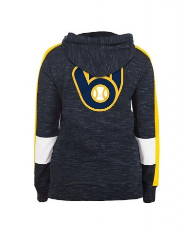 Women's Navy Milwaukee Brewers Colorblock Full-Zip Hoodie Navy $39.10 Sweatshirts