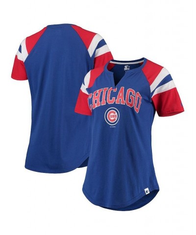 Women's Royal and Red Chicago Cubs Game On Notch Neck Raglan T-shirt Royal, Red $23.84 Tops