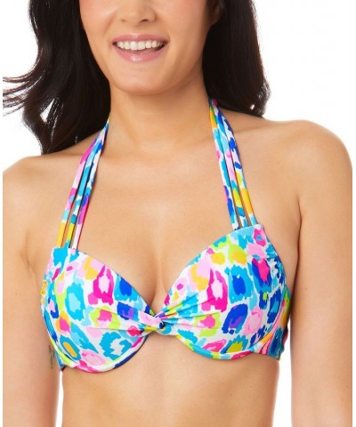 Juniors' Printed Strappy Underwire Pushup Bikini Top Multi $15.75 Swimsuits