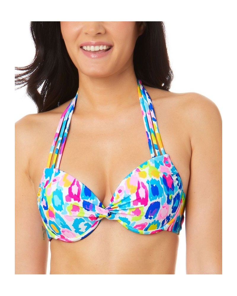 Juniors' Printed Strappy Underwire Pushup Bikini Top Multi $15.75 Swimsuits