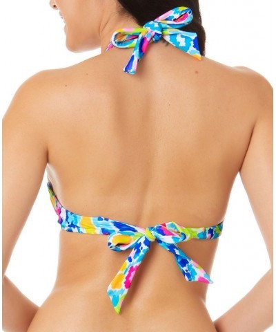 Juniors' Printed Strappy Underwire Pushup Bikini Top Multi $15.75 Swimsuits