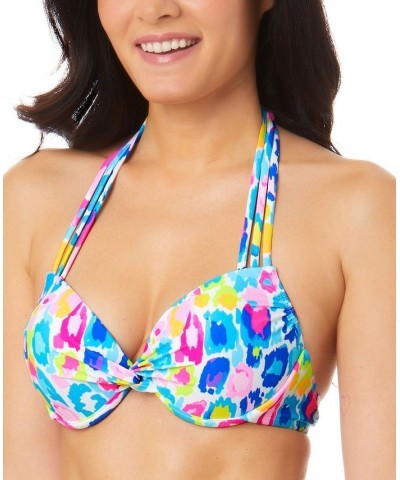 Juniors' Printed Strappy Underwire Pushup Bikini Top Multi $15.75 Swimsuits