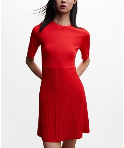 Women's Textured Knitted Dress Red $37.60 Dresses