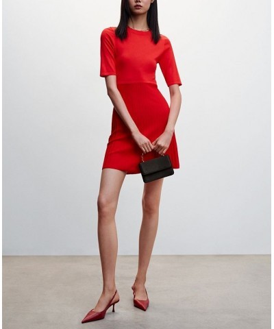 Women's Textured Knitted Dress Red $37.60 Dresses