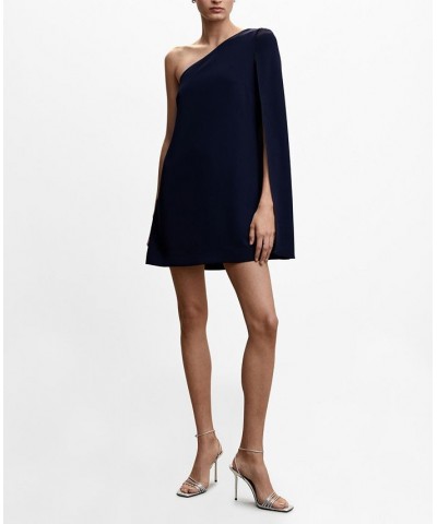 Women's Asymmetrical Cape Dress Blue $49.00 Dresses