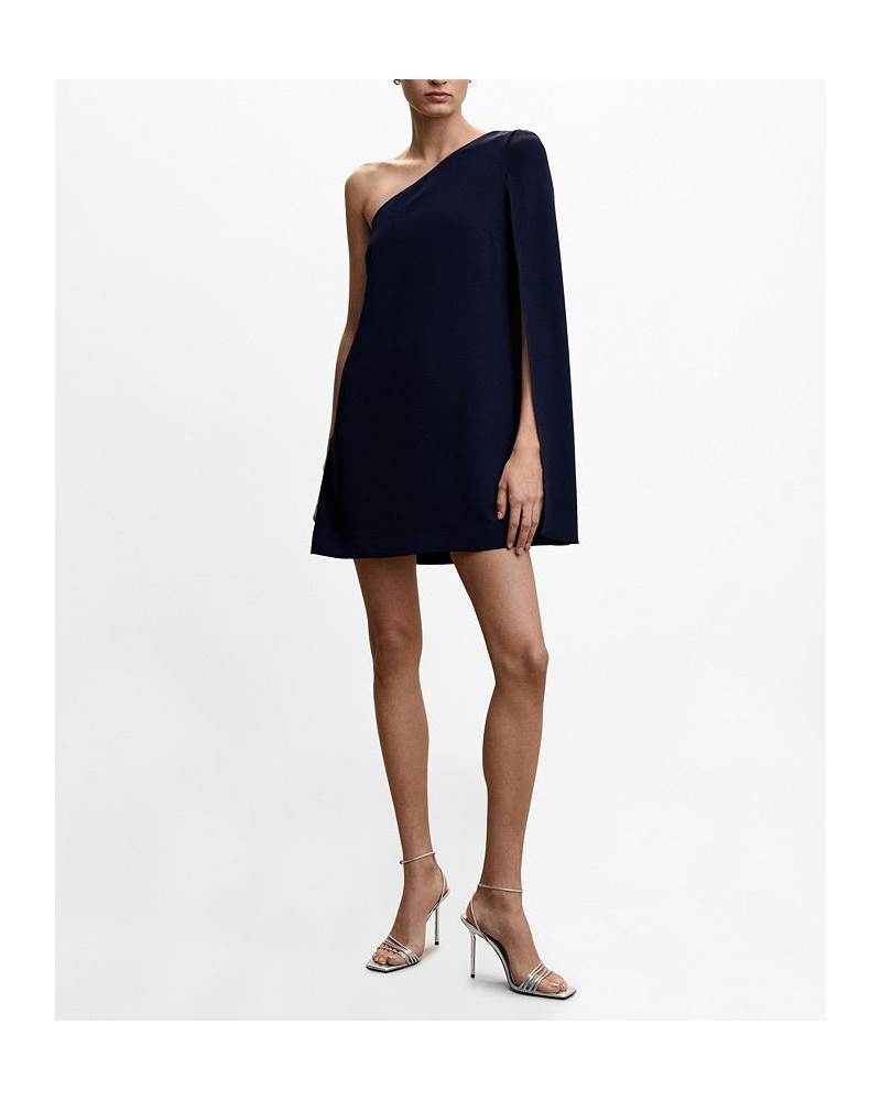 Women's Asymmetrical Cape Dress Blue $49.00 Dresses