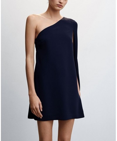 Women's Asymmetrical Cape Dress Blue $49.00 Dresses