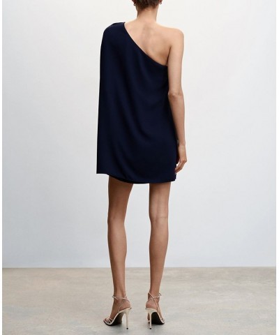 Women's Asymmetrical Cape Dress Blue $49.00 Dresses