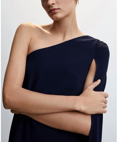 Women's Asymmetrical Cape Dress Blue $49.00 Dresses