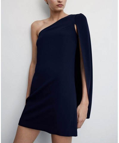 Women's Asymmetrical Cape Dress Blue $49.00 Dresses