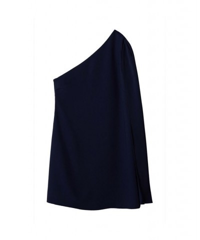 Women's Asymmetrical Cape Dress Blue $49.00 Dresses