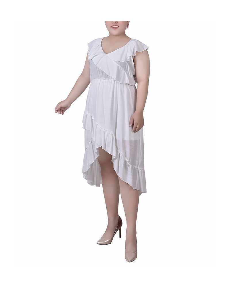 Plus Size Sleeveless Flounced Dress White $14.28 Dresses