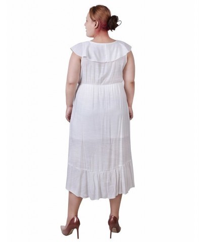 Plus Size Sleeveless Flounced Dress White $14.28 Dresses