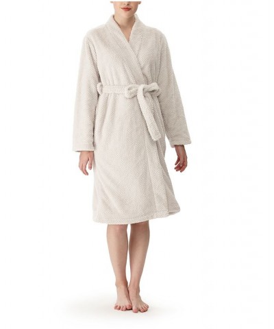 Women's Primalush Honeycomb Dobby Textured Belted Robe Moonbeam $36.72 Sleepwear