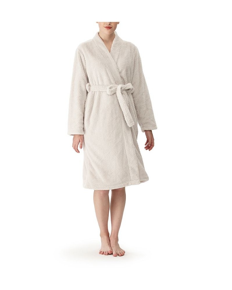 Women's Primalush Honeycomb Dobby Textured Belted Robe Moonbeam $36.72 Sleepwear