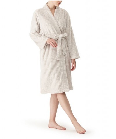 Women's Primalush Honeycomb Dobby Textured Belted Robe Moonbeam $36.72 Sleepwear