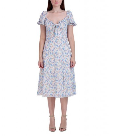 Women's Tie-Front Empire-Waist Dress White/Floral $47.36 Dresses