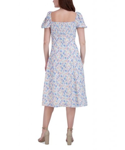 Women's Tie-Front Empire-Waist Dress White/Floral $47.36 Dresses