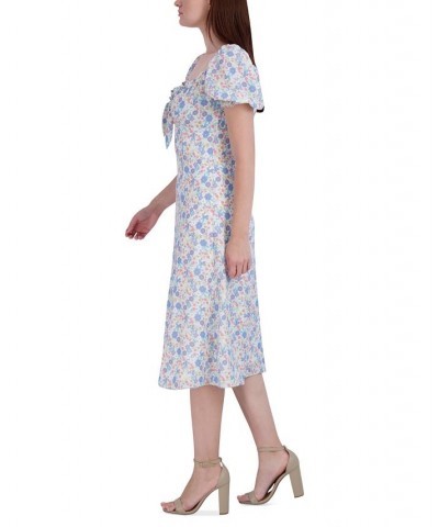 Women's Tie-Front Empire-Waist Dress White/Floral $47.36 Dresses