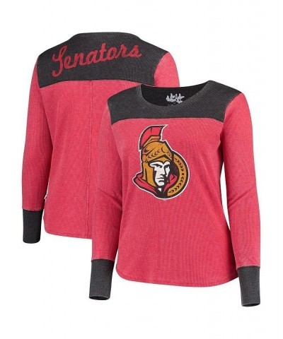 Women's Red and Black Ottawa Senators Plus Size Blindside Tri-Blend Long Sleeve Thermal T-shirt Red, Black $32.25 Tops