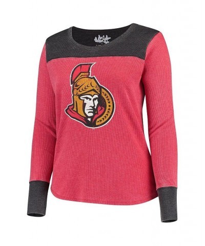 Women's Red and Black Ottawa Senators Plus Size Blindside Tri-Blend Long Sleeve Thermal T-shirt Red, Black $32.25 Tops